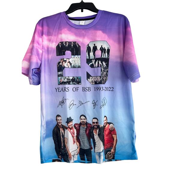 NWOT Unisex Adult Size Large Backstreet Boys 29 Years Pastel Colors Short Sleeve - Picture 1 of 4